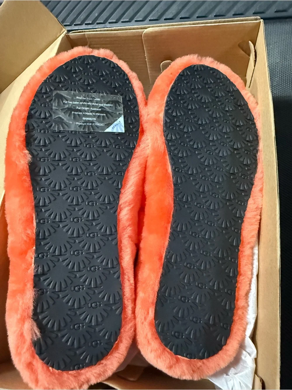 UGG K Fluff Yeah Slide Slippers - Coral Orange